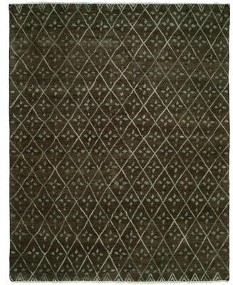 KALATY Transitional Brown Hand-Knotted Wool Area Rug