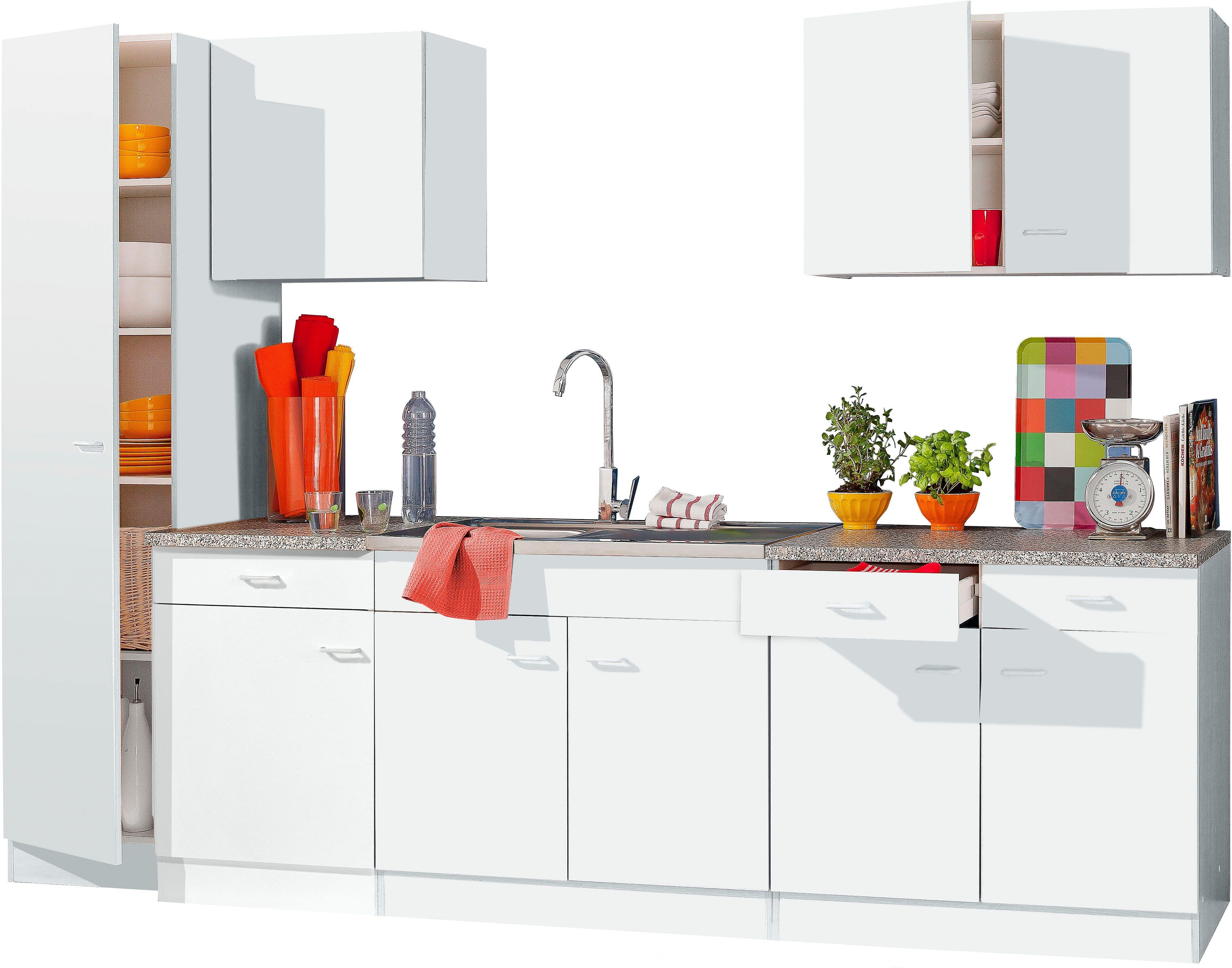 Seitenschrank KOCHSTATION "KS-Elster", weiss (weiß), B:50cm H:200cm T:50cm, Holzwerkstoff, Schränke, Seitenschrank, Breite 50 cm weiß weiss, B/H/T: 50cm x 200cm x 50cm, Türen: 1 Stk.
