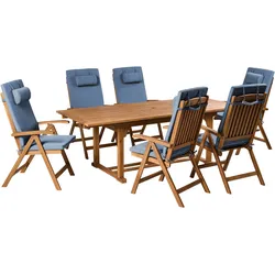 GARTENMÖBEL-SET 6-Sitzer Blau Akazienholz Java Premium