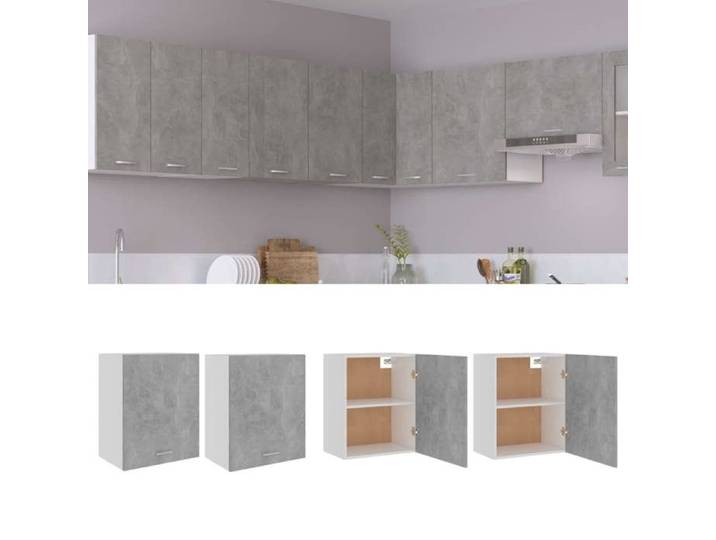 Luxueux Best* Lot de 2 Armoires suspendues/Placard Cuisine mural -  Lyon  Gris béton Bois d'ingénierie Juin66760149