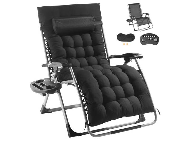 Chaise Zéro Gravité - DUOKU - 33 Pouces - Capacité 500 lb - Réglable - Noir
