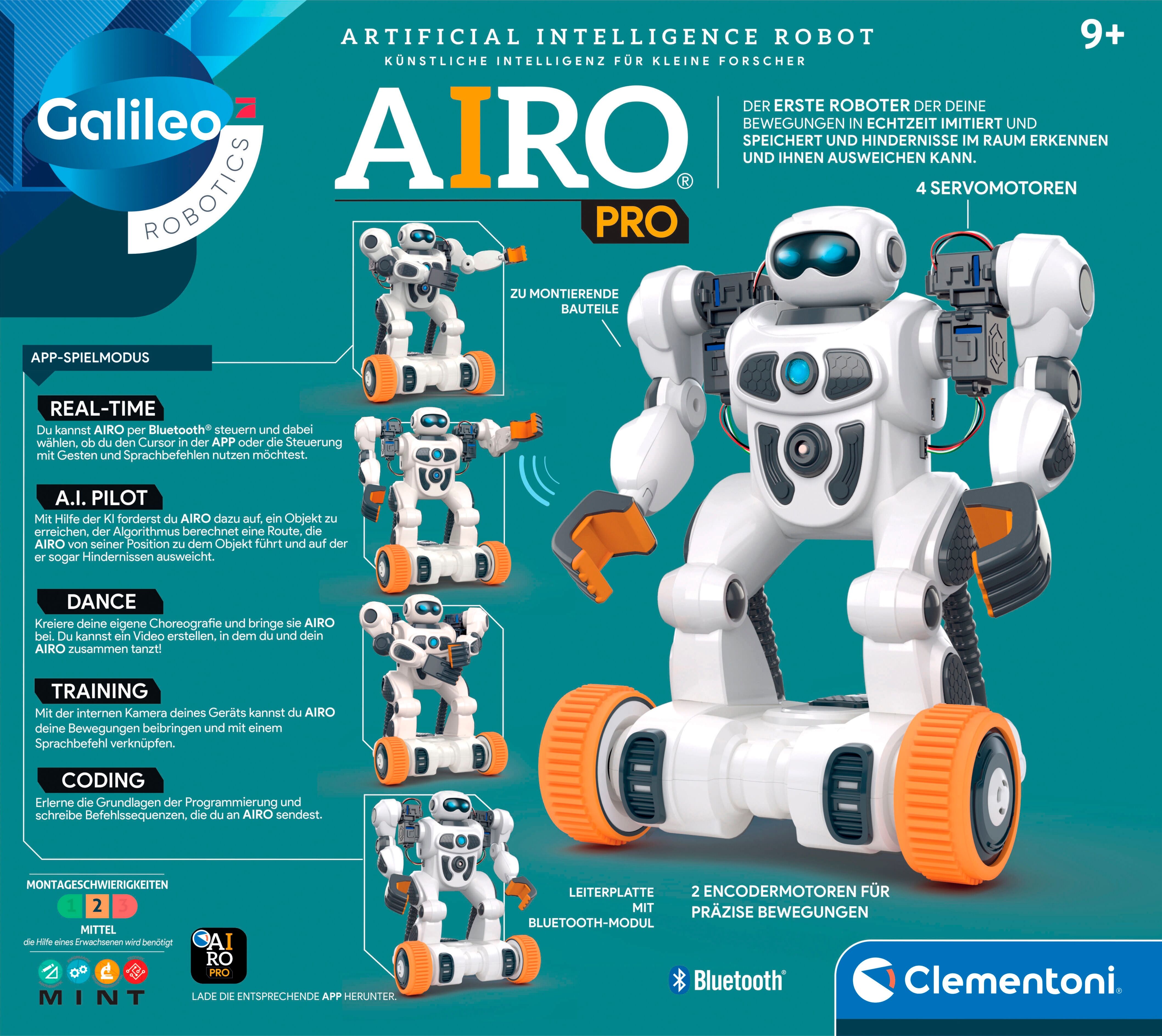 Roboter CLEMENTONI "Galileo Robotics, AIRO PRO - Artificial Intelligence Roboter", bunt, Roboter, Kinder, Kunststoff, Roboter, mit künstlicher Intelligenz