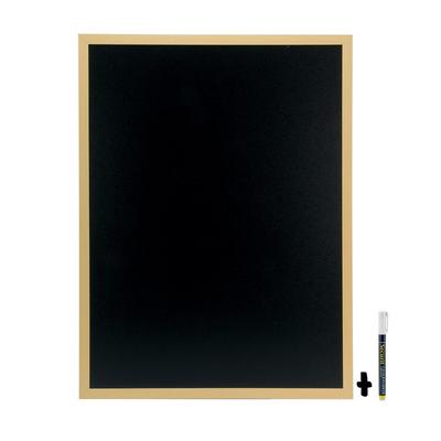 Securit® Wandtafel "Woody" – Teakholz lackiert – Kreidestift und Montageset inklusive – 60x80cm