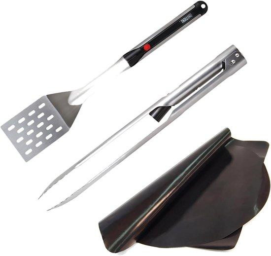 Barbecue Gereedschap Set met Ingebouwde LED Verlichting - Zilver
