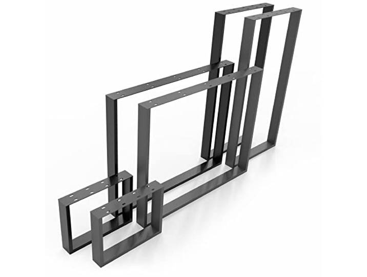 NOGGI: 2 Tischkufen Metall (70x72cm - schwarz - Esstisch) Tischbeine eckig Möbelfüße für Dein DIY Schreib-, Wohnzimmer- oder Bartisch Projekt moderne Stahl- Tischbeine aus Vierkantprofilen