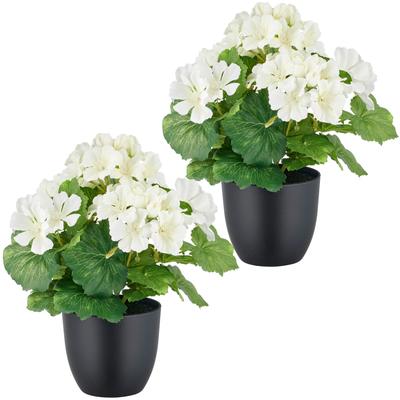 Kunstpflanze CREATIV GREEN "Geranie", weiß, H:26cm, Kunststoff, Kunstpflanzen, Kunstpflanze, in UV-beständiger Ausführung