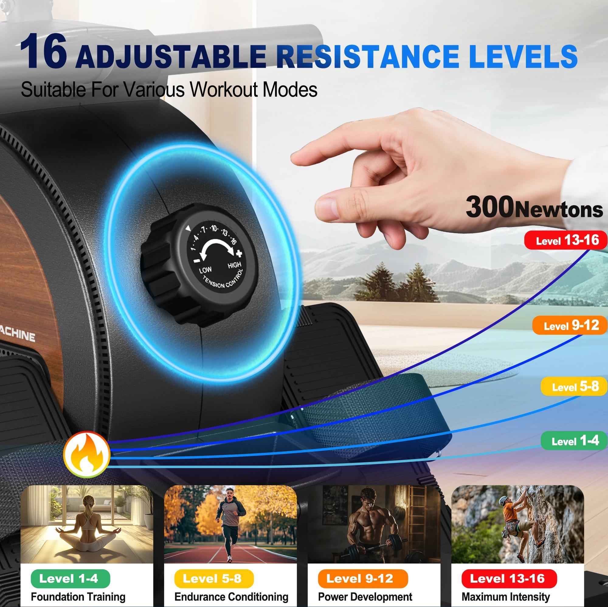Rudergerät für Zuhause - Magnetbremse - Bluetooth & LCD-Display - Verstellbare Tablet-Halterung - Widerstand einstellbar - Bis 150 kg belastbar