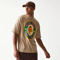 NEW ERA Orange Fruit Graphic Oversized T-Shirt - Light Beige - L