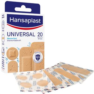 Hansaplast Pflaster Universal, 20 Strips, wasserfest, atmungsaktiv, 4 Größen
