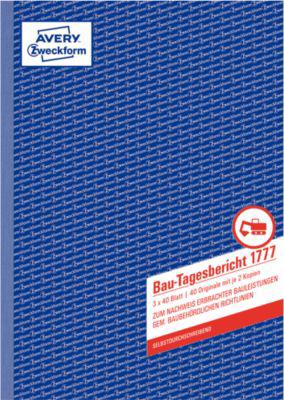 Avery Zweckform Tagesbericht Bau 1777, A4, selbstdurchschreibend, 40 Blatt