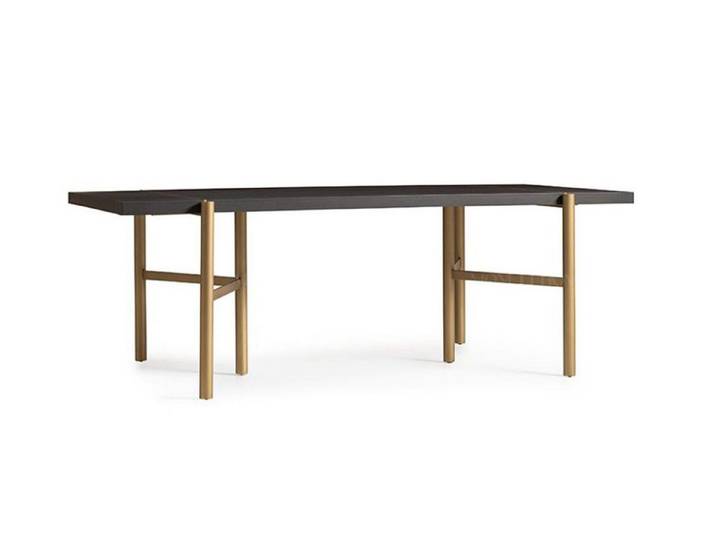 Xlmoebel Esstisch Brauner Holztisch mit goldenen Akzenten für modernes Esszimmerdesign (Esstisch, 1-St., Esstisch), Hergestellt in Europa