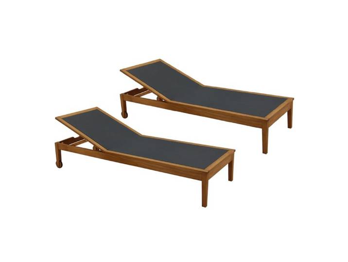 Miliboo - Bains de soleil gris foncé et bois massif (lot de 2) NAVEEN
