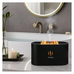 Ideoon, Aroma Diffuser, 2er-Set Stilvoller Aroma Diffuser mit Flammeneffekt – Ultraleiser Ultraschall Duftbefeuchter, USB (180 ml)