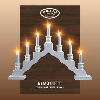 LED Lichterbogen WEIGLA "Schwede, Made in Germany", weiß, B:47,5cm H:33cm T:6cm, Massivholz, Schwibbögen, 7-flammig
