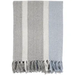 Chic Antique Aix Plaid aus Garnüberschuss, 150 x 130 cm, hellblau, grau