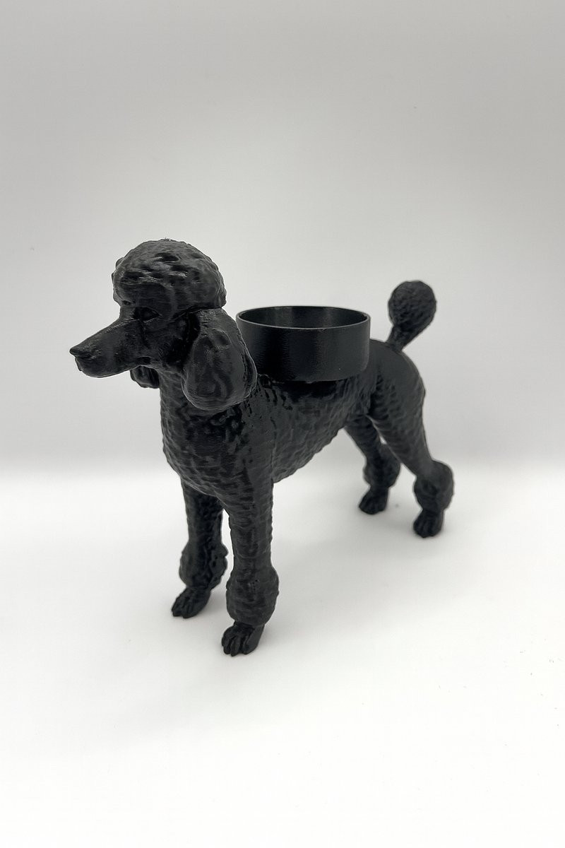 Hunoba Creative Poedel waxinelichthouder zwart 3D-geprinte decoratie