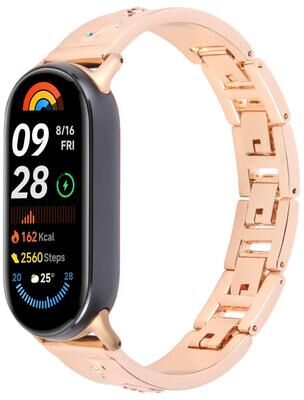 Inspired Deals Diamond Quick Release Metal Watch Band Adjustable Chain Bracelet Strap For Smartwatches rose Gold
