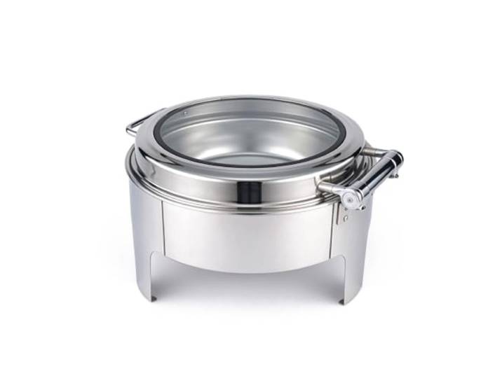 Chafing Dishes for Buffet, rundes Dish-Set aus Edelstahl Transparenter Deckel, Brennstoffbehälter und Herd(Silver)