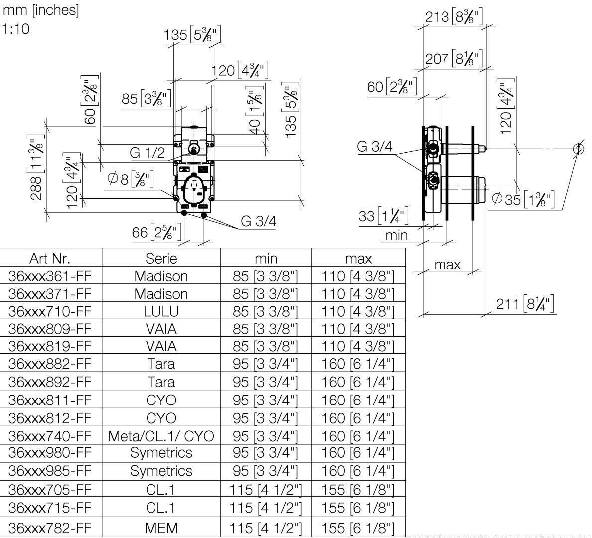 Dornbracht xTOOL UP-Thermostatmodul mit 1 Ventil SERIENNEUTRAL 35511970 3551197090