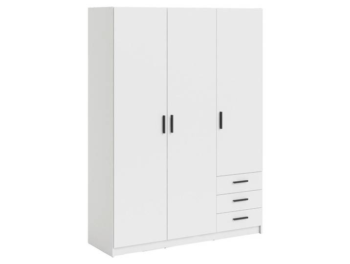 Kleiderschrank, Weiß, 147x200.4x49.8 cm, Holzwerkstoff, 4 Fächer & 3 Schubladen, Klassisch, MID.YOU