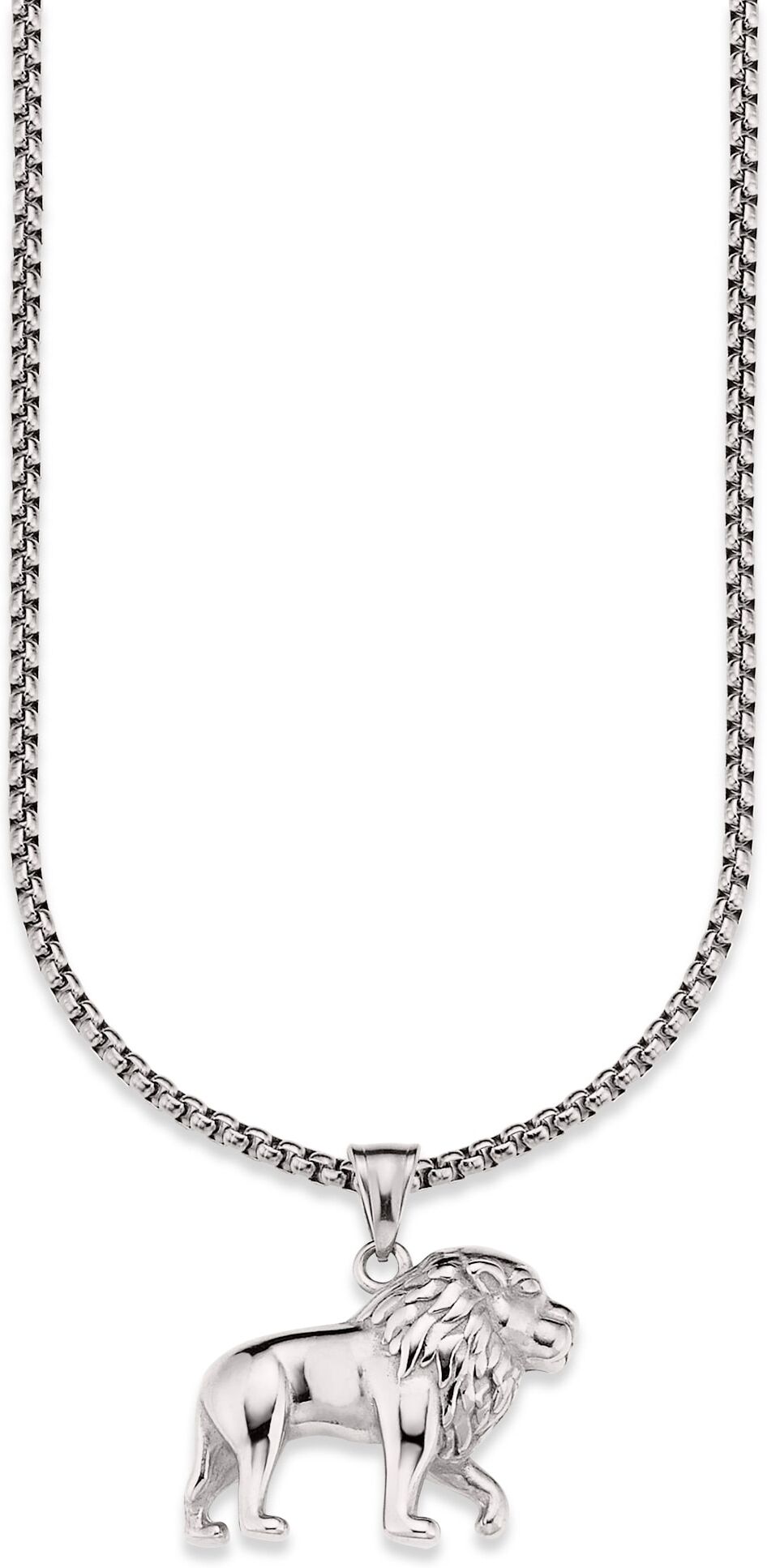 Kette mit Anhänger BRUNO BANANI "Schmuck Geschenk Halskette Löwe Venezianerkette", silber (edelstahlfarben), Halsketten, Herren, Edelstahl, L: 55, Kette mit Anhänger edelstahlfarben Edelstahl, L: 55