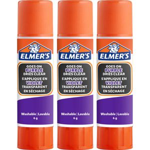 Elmers Klebestift Disappearing Purple, 6g, lösungsmittelfrei, von violett zu klar, 3 Stück