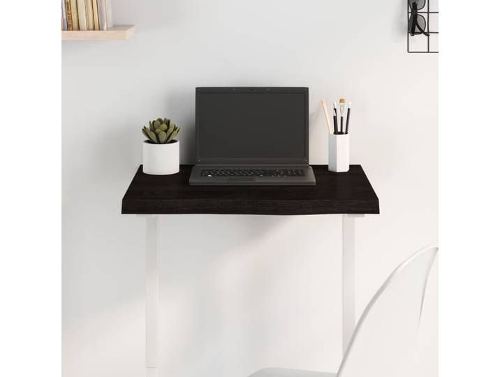 vidaXL Tischplatte Dunkelbraun 60x50x(2-4)cm Massivholz Eiche