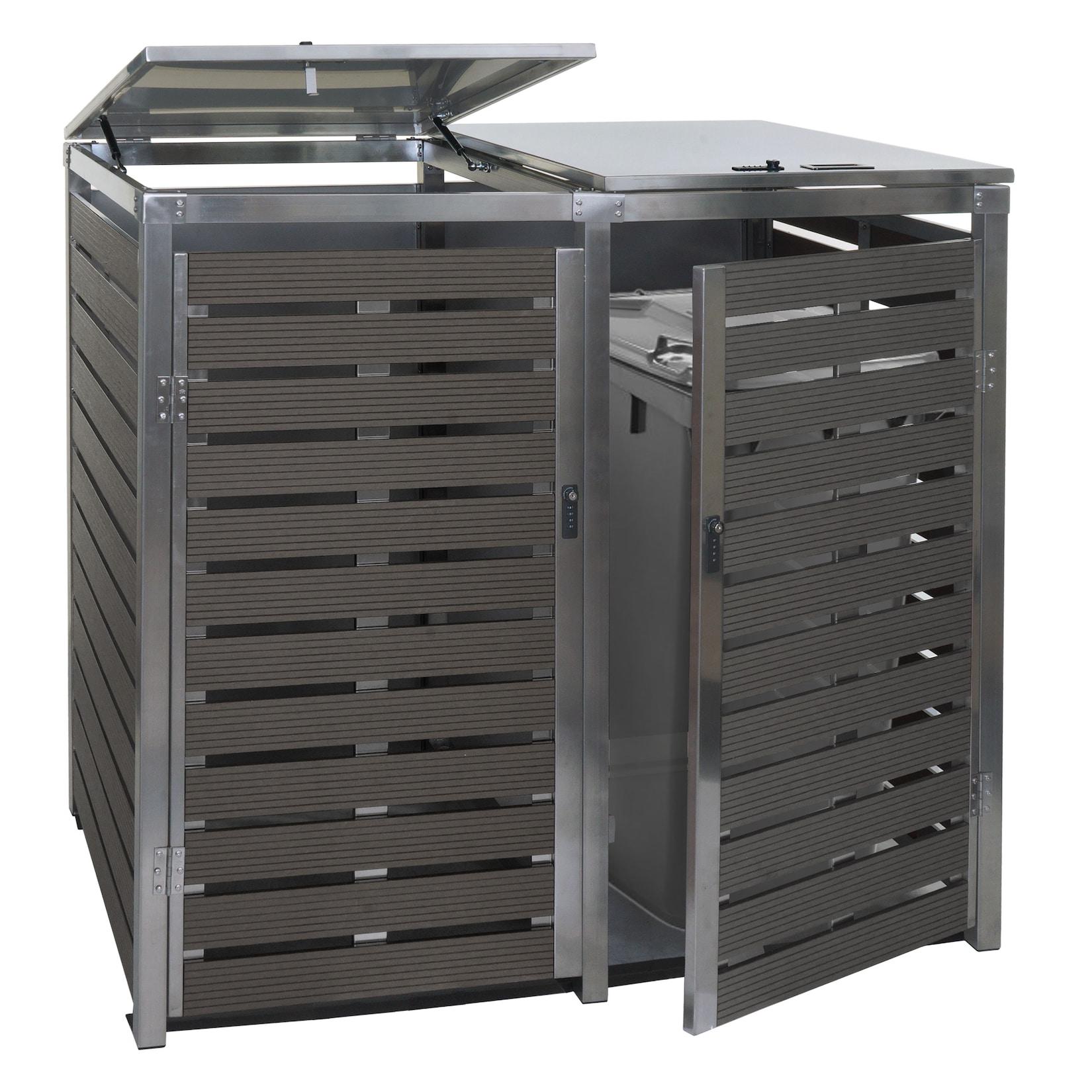2er Mülltonnenverkleidung MCW-K14, Mülltonnenbox, 119x134x84cm WPC Edelstahl 78kg ~ anthrazit