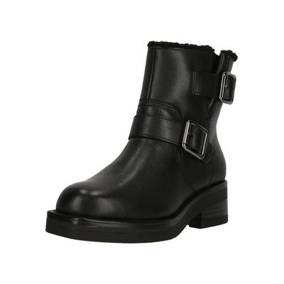 Stiefelette CLARKS "Rebelle Buckle Black WLined Lea", Damen, Gr. 38, schwarz, Leder, Schuhe Stiefelette, mit stilvollen Details