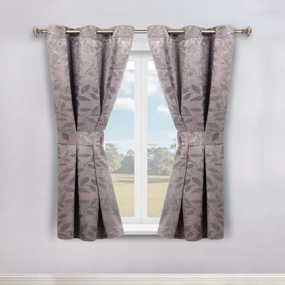 Superior Leaves Botanical Room Darkening Grommet Curtain Panels with Tie Backs Set of 2