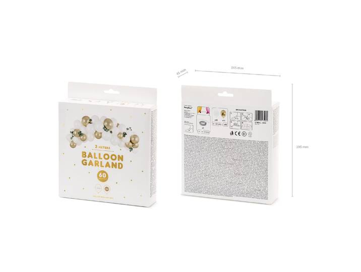 Girlande PARTYDECO Luftballon Girlande Weiss , gold, Papierdekoration, Girlande