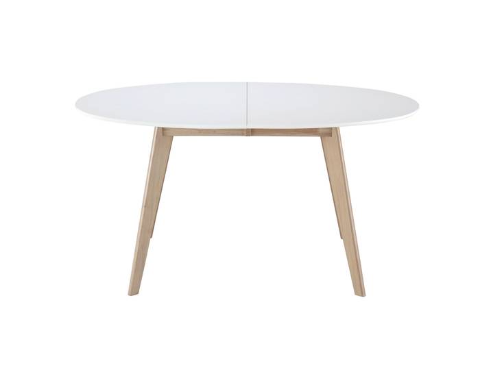 Tisch ausziehbar oval Weiß und helles Holz L150-200 LEENA