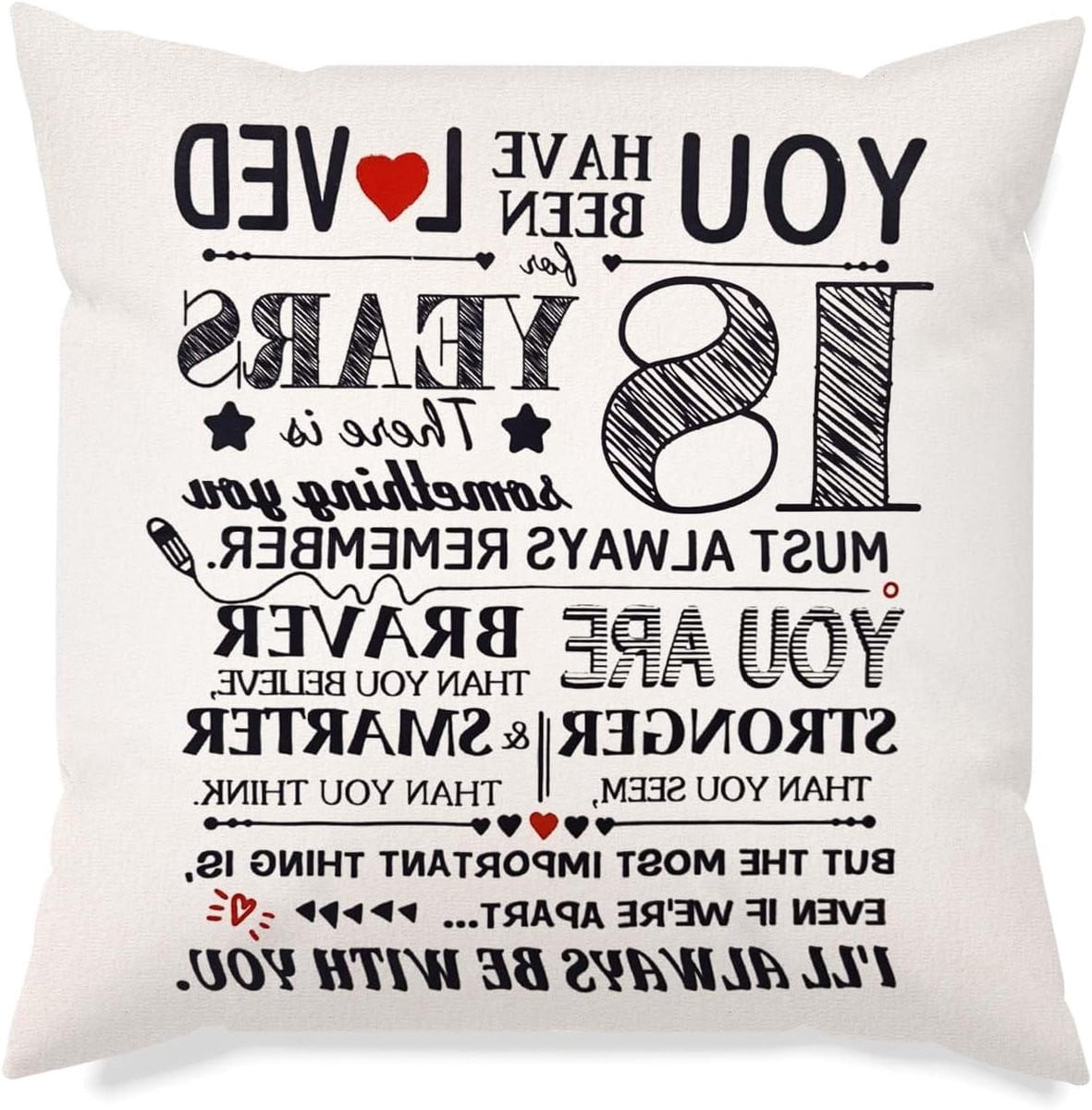 Verjaardag Kussenhoes Decoratie Kussen voor de 18e Verjaardag Dubbelzijdig Bedrukt Multicolor 45 x 45 cm