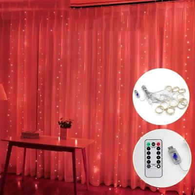 Uplift Picks LumiFalls LED Curtain Lights 3M USB Fairy Lights With Remote red 3x3 M 300 Led