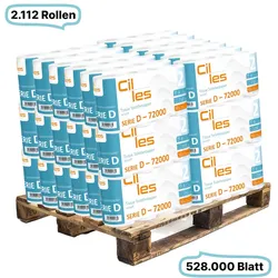 Toilettenpapierrollen, 2-lagig, 2112 Rollen, 528.000 Blatt gesamt, 250 Blatt je Rolle, 100% Zellstoff, CIL- les Tissue, Series D