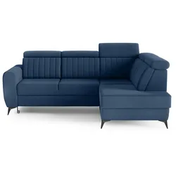 ECKSCHLAFSOFA Connor II verstellbare Kopfstützen, Dunkelblau, rechts