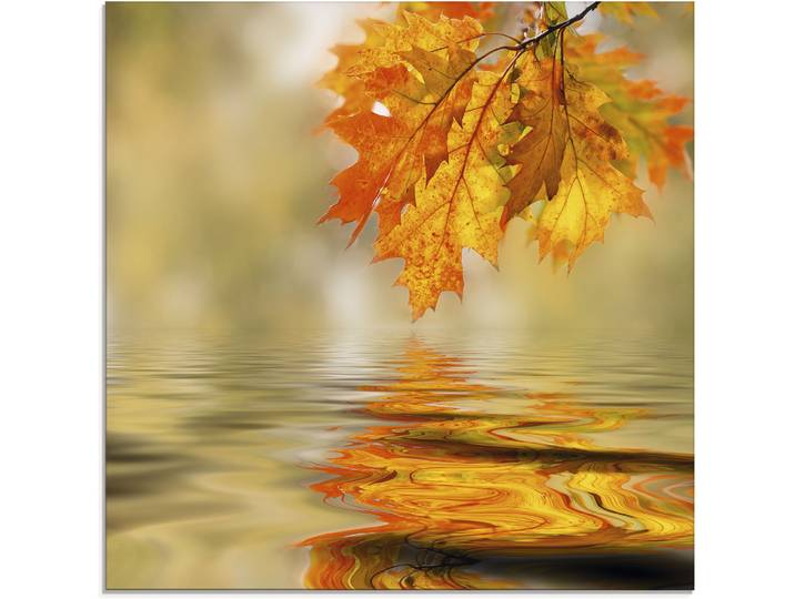 Glasbild ARTLAND Herbstblatt , braun (farbe bild(er): braun), B:30cm H:30cm, Bilder, Glasbild, in verschiedenen Grössen