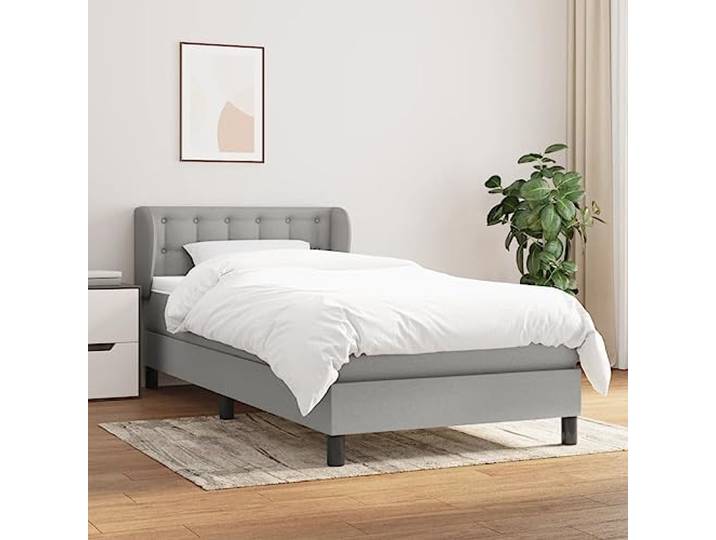 RJPLMFV Lattenrost mit Matratze, 90 x 190 cm, Grau Verstellbares Kopfteil, Taschenfedern, mittelharte Unterstützung, atmungsaktiver Stoff