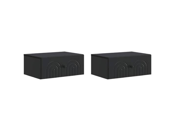 GHVBNMF Wandmontierter Nachttisch 2er Set Schwarz 49x34,5x20 cm Platzsparend fürs Schlafzimmer: Das 2er Set Wandnachttische aus Holzwerkstoff schafft Stauraum und hält den Boden frei.