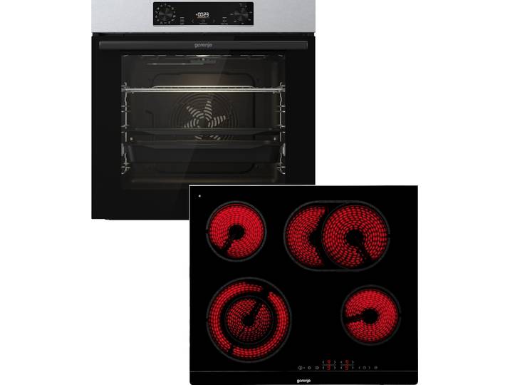 GORENJE Backofen-Set Pacific Backofen-Set Basic 2021 , Energieeffizienz: A, silber (edelstahlfarben), Herdsets, Pizzafunktion mit 300 C – perfekt für Pizza, Focaccia und mehr, Backofen-Set