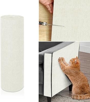 Inspire Select Extra Large Self Adhesive Cat Scratch Mat Trimmable Furniture & Sofa Protector Carpet warm White