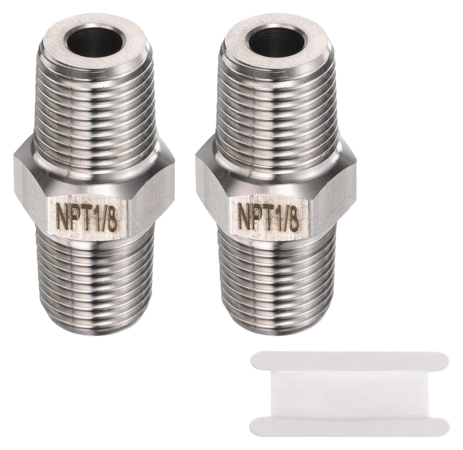 Solidchoice Set van 2 zeshoekige nippels 1/8" NPT mannelijk x 1/8" NPT mannelijk