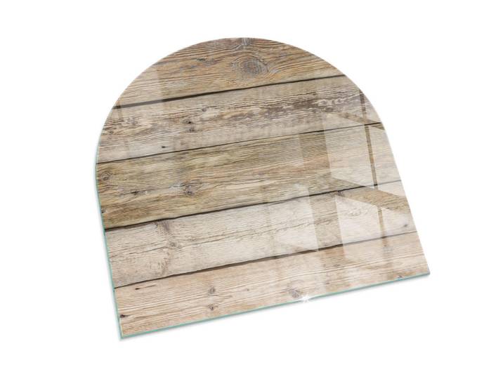 Tulup Kaminbodenplatte 100x100 cm - Holzbrett in Anordnung, Beige, Glas, Quadratisch, 100x100x0.4 cm, Elektrogeräte, Heizgeräte, Elektrokamine