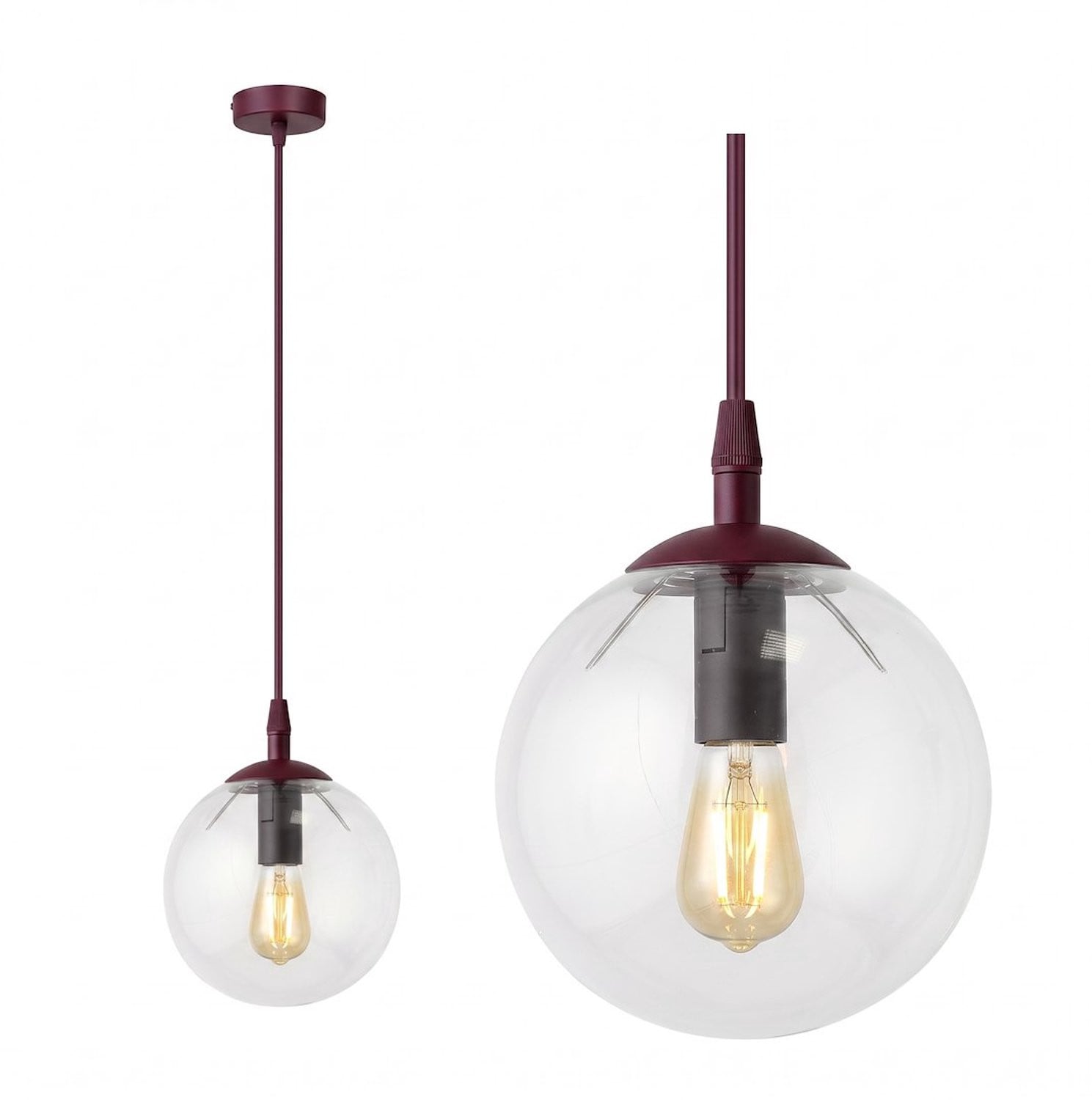 Emibig Cosmo 1 Burgundy Transparante Glazen Plafondlamp