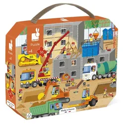 JANOD Puzzle Baustelle – Lernspiel für Kinder ab 4 Jahren mit 36 Teilen und praktischer Transportbox