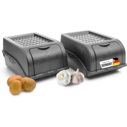 Kartoffel Aufbewahrungsbox   2x klein 3,5L   ANTHRAZIT GRAU   Zwiebelbox   Gemüsebox stapelbar Kartoffelbox Zwiebel Aufbewahrung Kartoffelkorb Obstbehälter Kartoffelkiste Frischhaltedose
