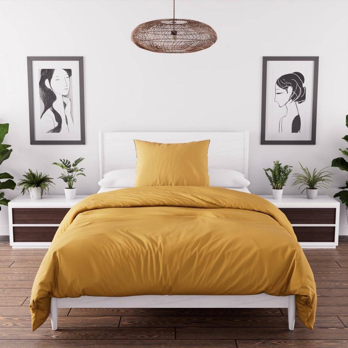 Tijdloos Bohemen Dekbedovertrek Set - Geel, 140 x 200 cm