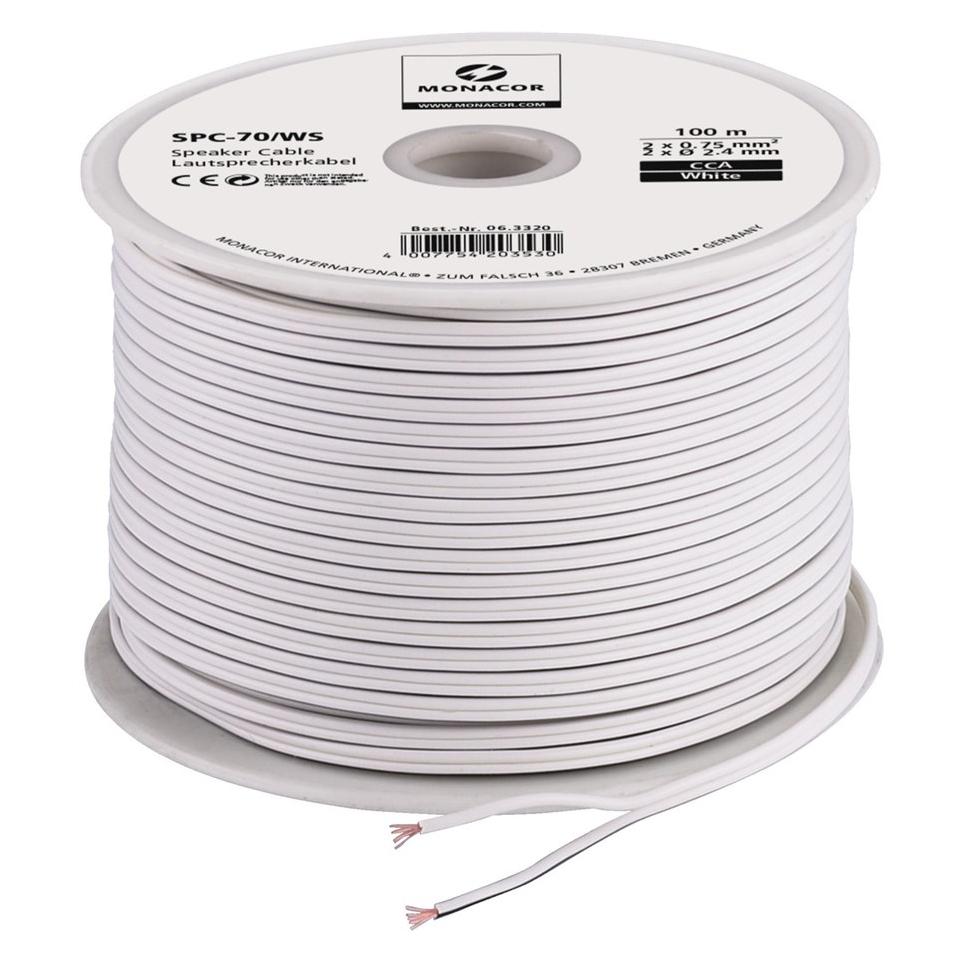 Monacor Lautsprecherkabel Economy Quality (100 m, 0.75 mm²) (SPC-70/WS)