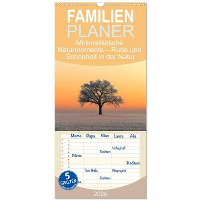 Familienplaner 2026 - Minimalistische Naturmomente – Ruhe und Schönheit in der Natur mit 5 Spalten (Wandkalender, 21 x 45 cm) CALVENDO