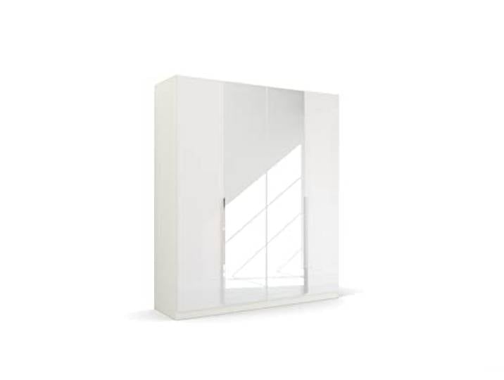 Rauch Möbel Quadra-Spin Glamour, Schrank, Hochglanz Weiß, Breite 181 cm Kleiderschrank, 4-türig, mit Spiegel, für Schlafzimmer, Jugendzimmer, Studentenwohnung, Garderobe, Flur